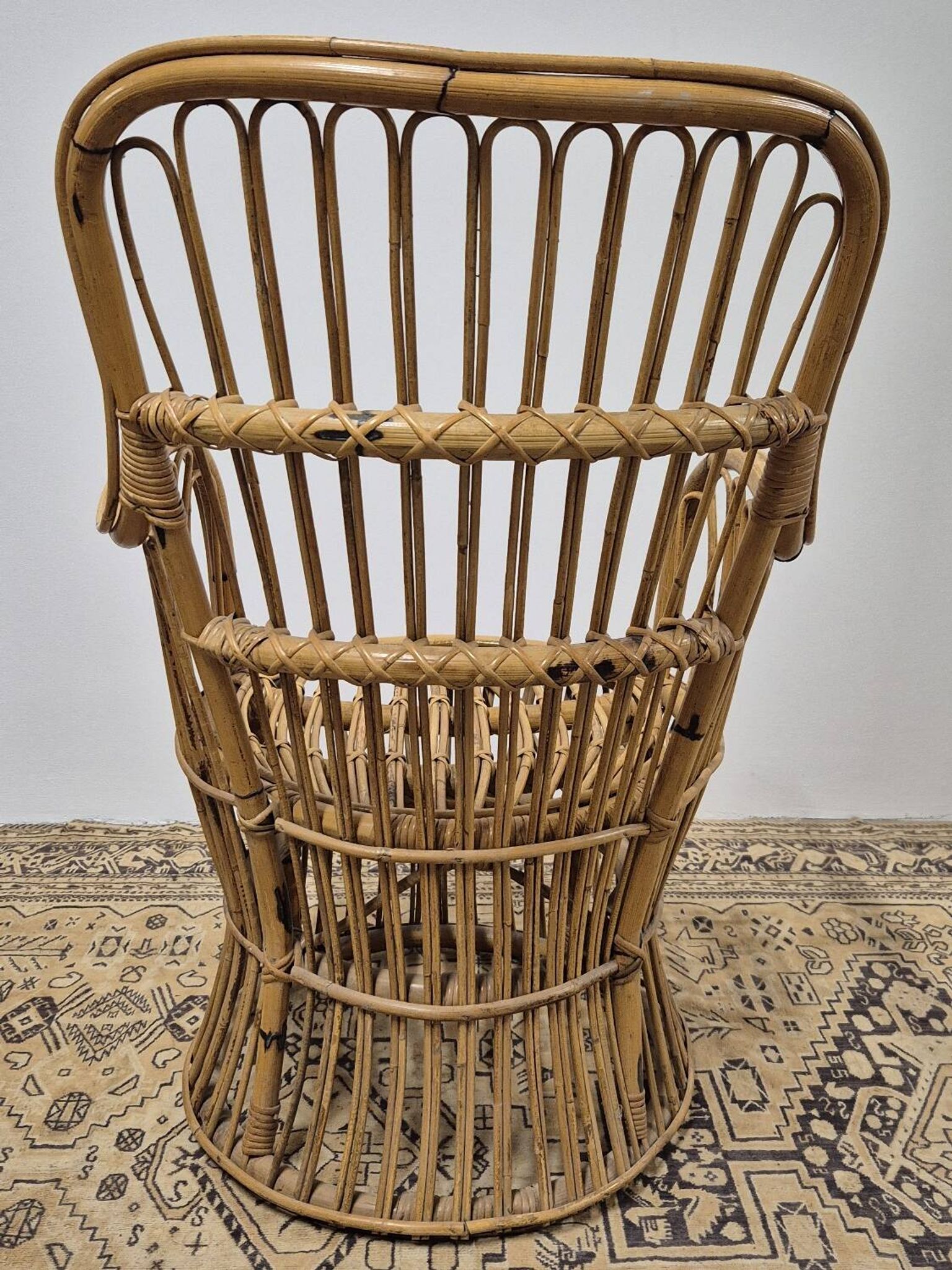 Fauteuil en Rotin Bambou vintage 1950s design -H85cm