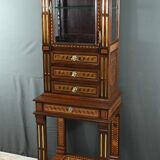 Rare small marquetry display cabinet, louis xvi style – mid 19th century