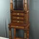 Rare small marquetry display cabinet, louis xvi style – mid 19th century