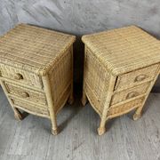 Pair of rattan bedside tables