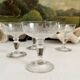 4 coupes à champagne anciennes en cristal gravé entrelacs