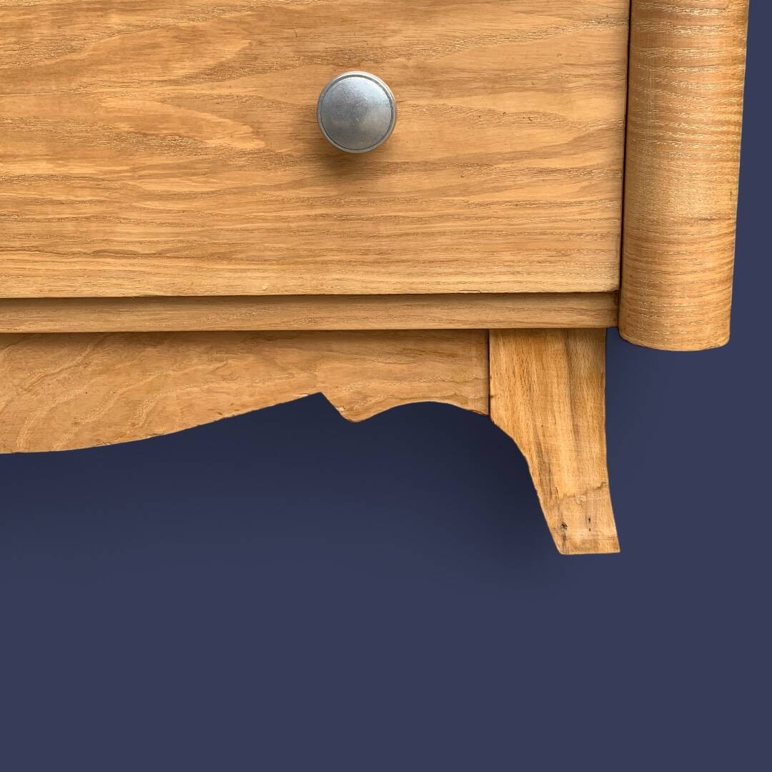 Raw oak art deco chest of drawers