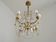 Vintage 4-Light Bronze, Glass & Crystal Chandelier with Amber Glass Drops