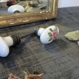 Pair of floral ceramic handles, vintage charm