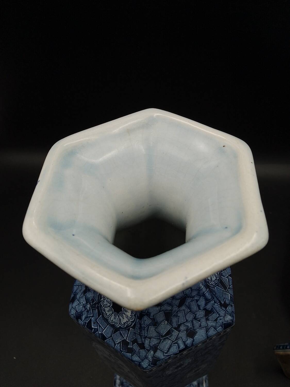 Antique 19th century Delft pair of hexagonal vases - Petrus Regout Maestricht