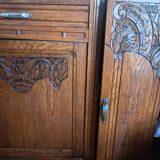 Art Deco buffet in marble and carved wood