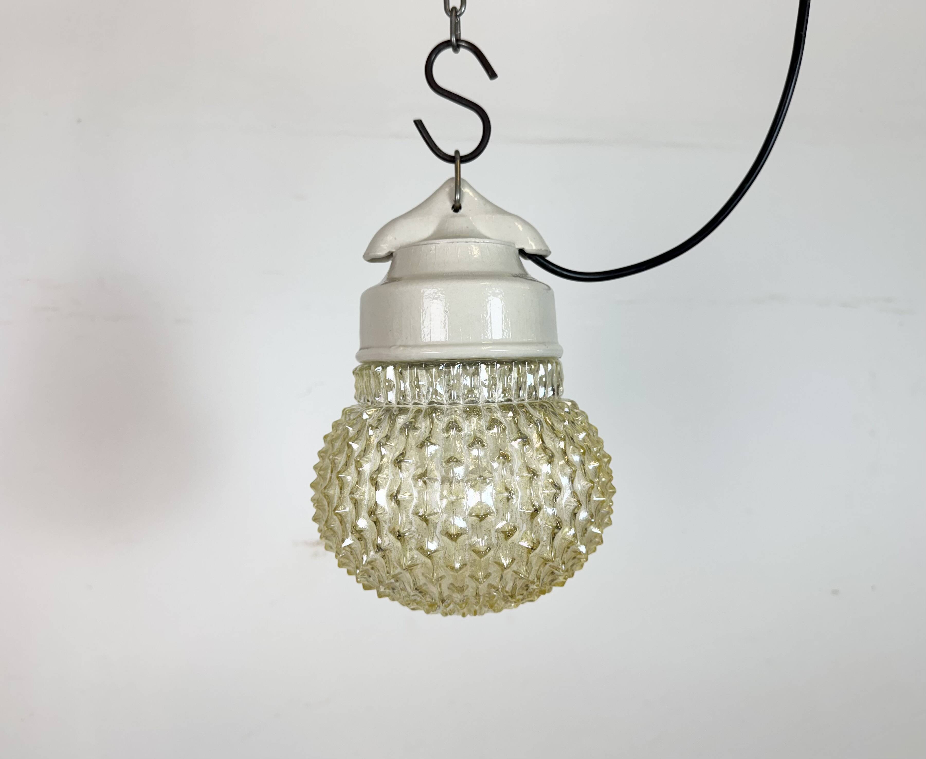 Vintage White Porcelain Pendant Light, 1970s