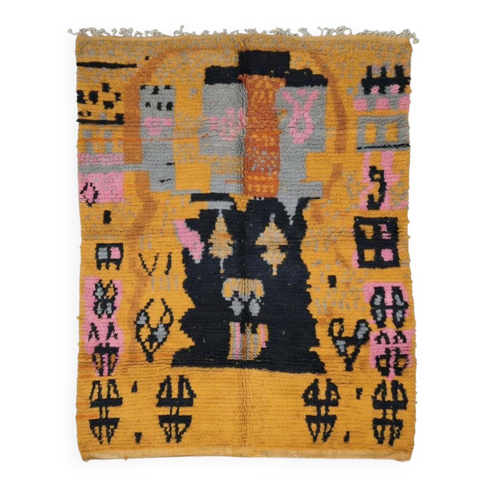 Tapis Berbère Abstrait Jaune - 253 x 200 cm