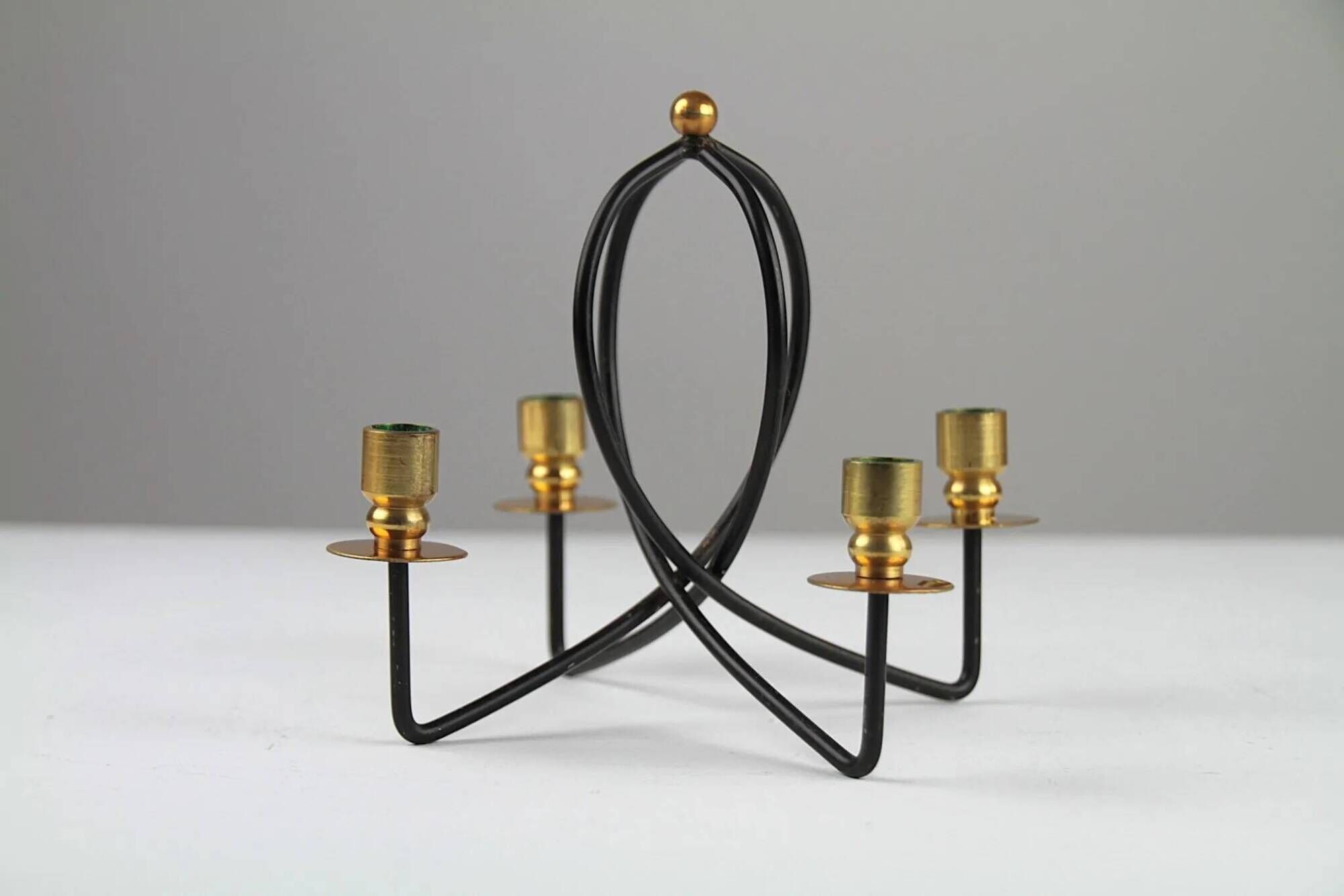 Black & brass four-light candle holder – Gunnar Ander for Ystad-Metall, Sweden, 1950s/1960s