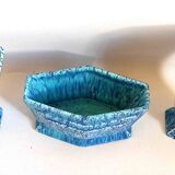 3-piece Art Deco blue fireplace surround