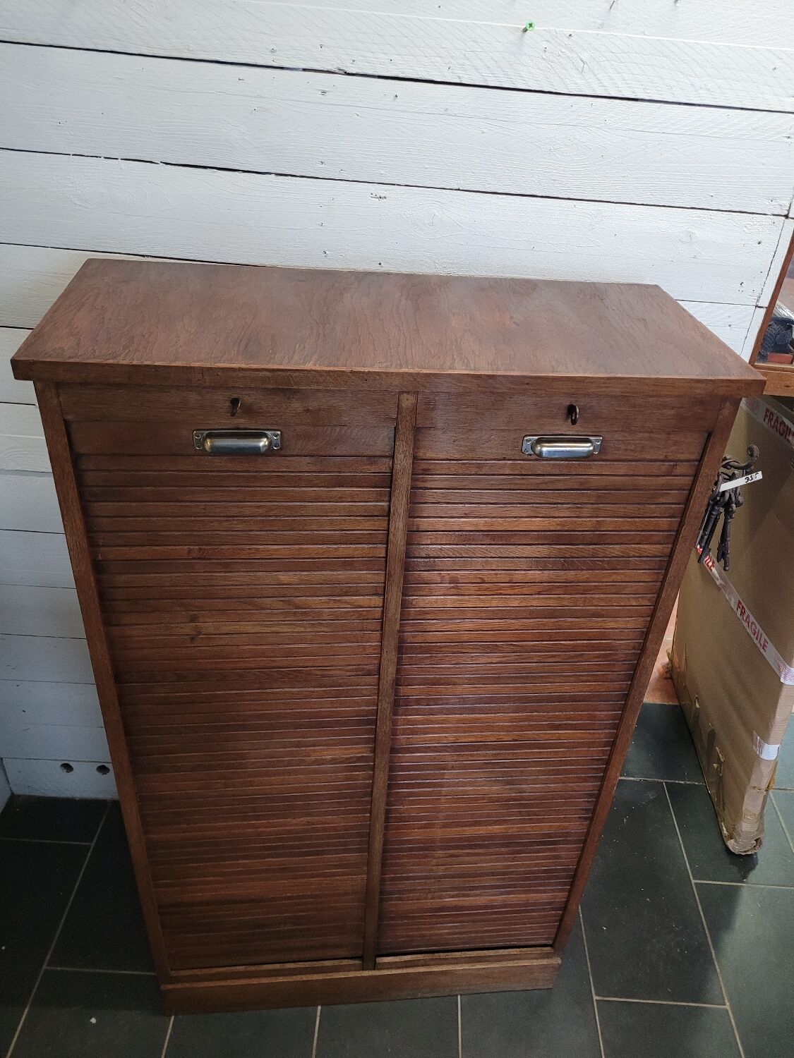 Double oak curtain file cabinet