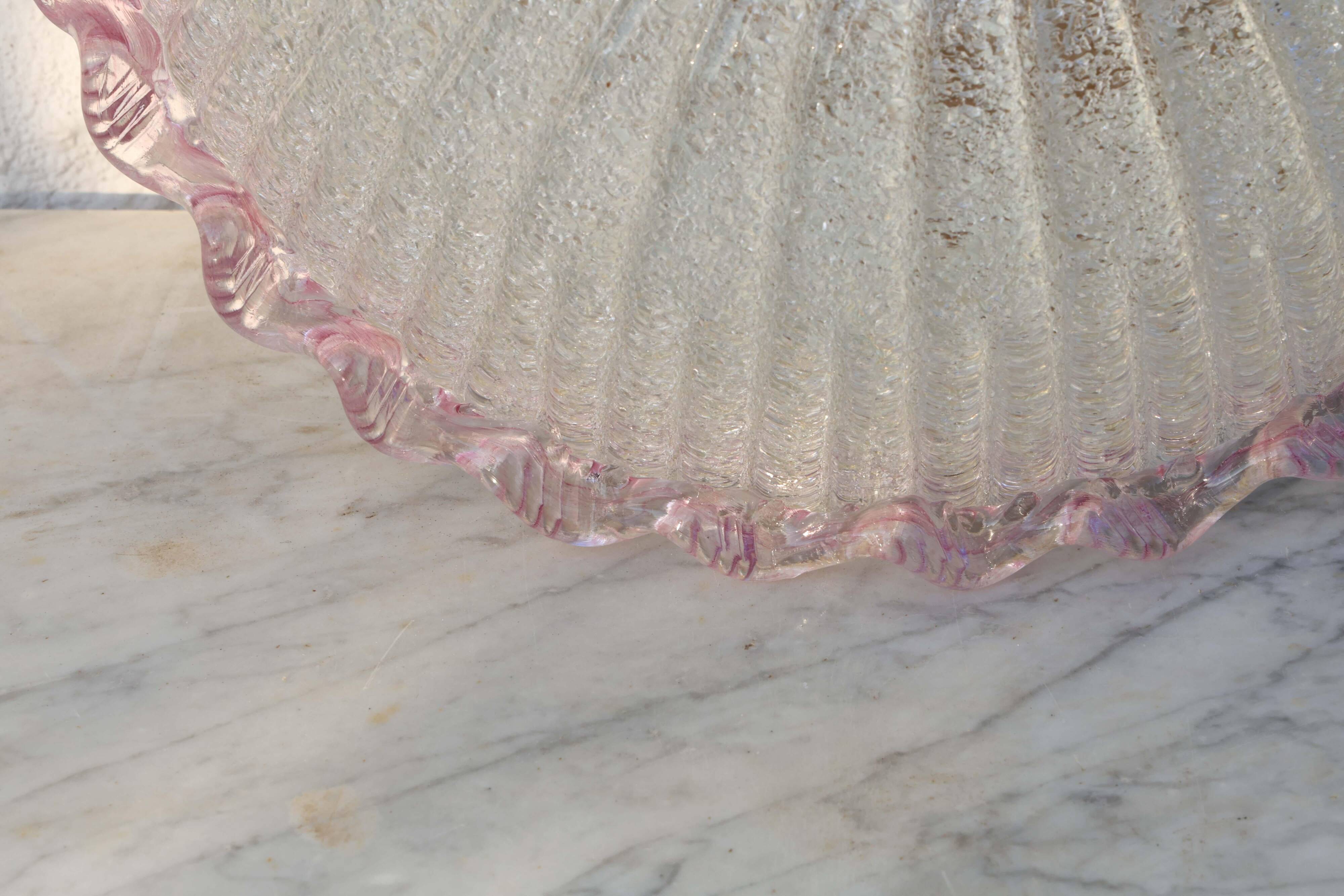 Plafonnier italien en verre de Murano rose