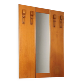 Vintage wooden entrance furniture with mirror, Italian design 1960s-1970s.