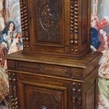 Antique solid walnut piece of furniture, finely carved, in Renaissance style.