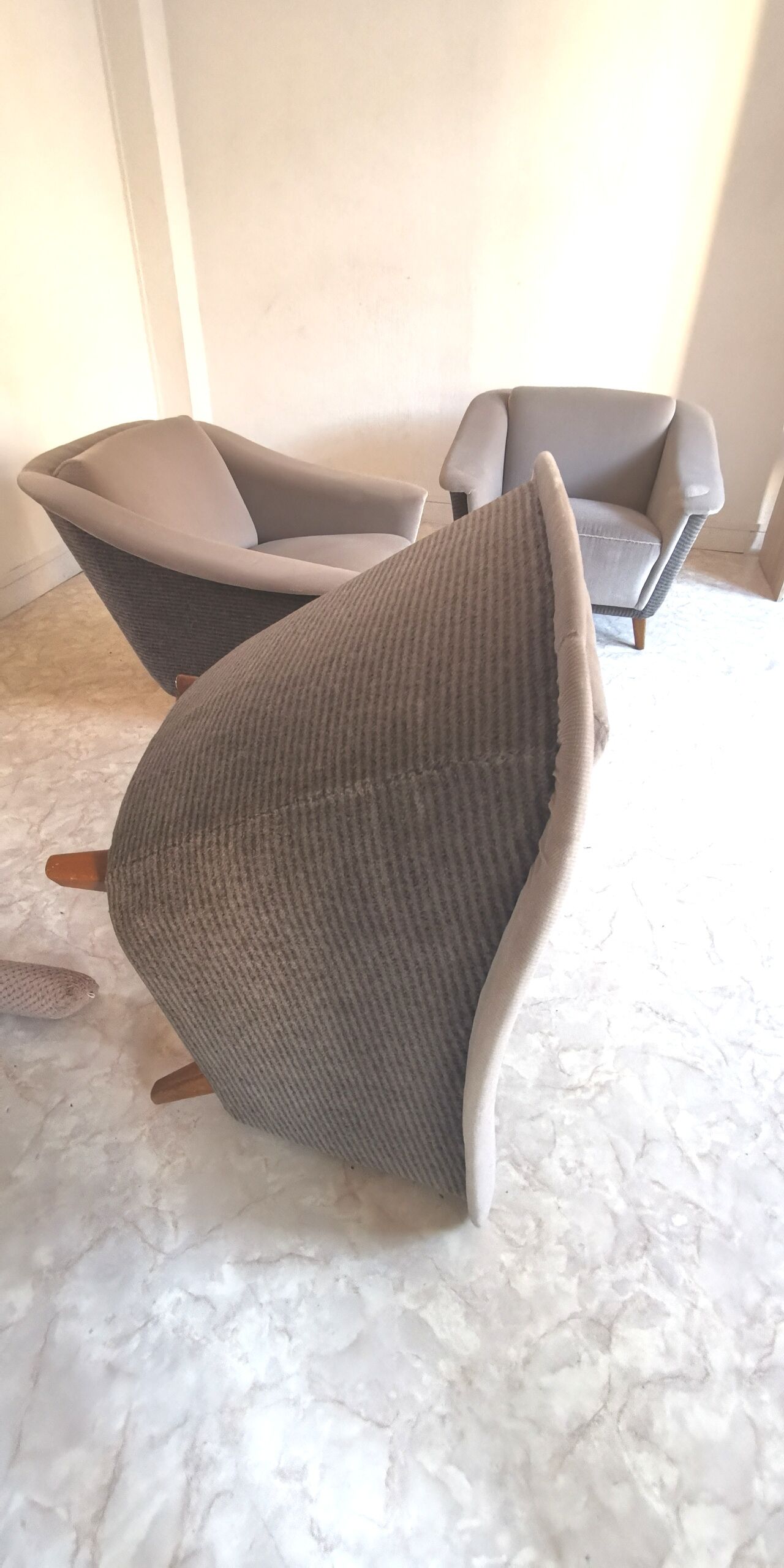 Trio armchairs club 50s grey