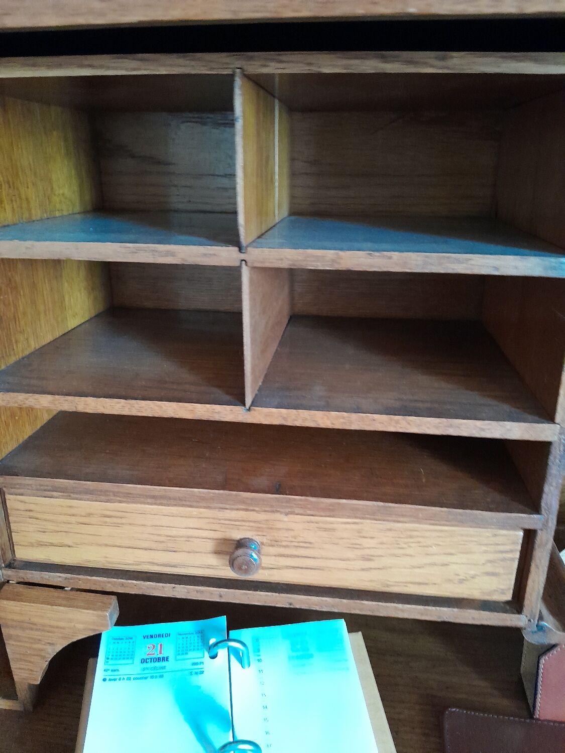 American solid oak desk with antique patina