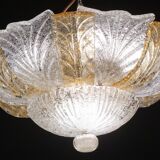 Italian Orange and Trasparent and Murano Glass Ceiling Light