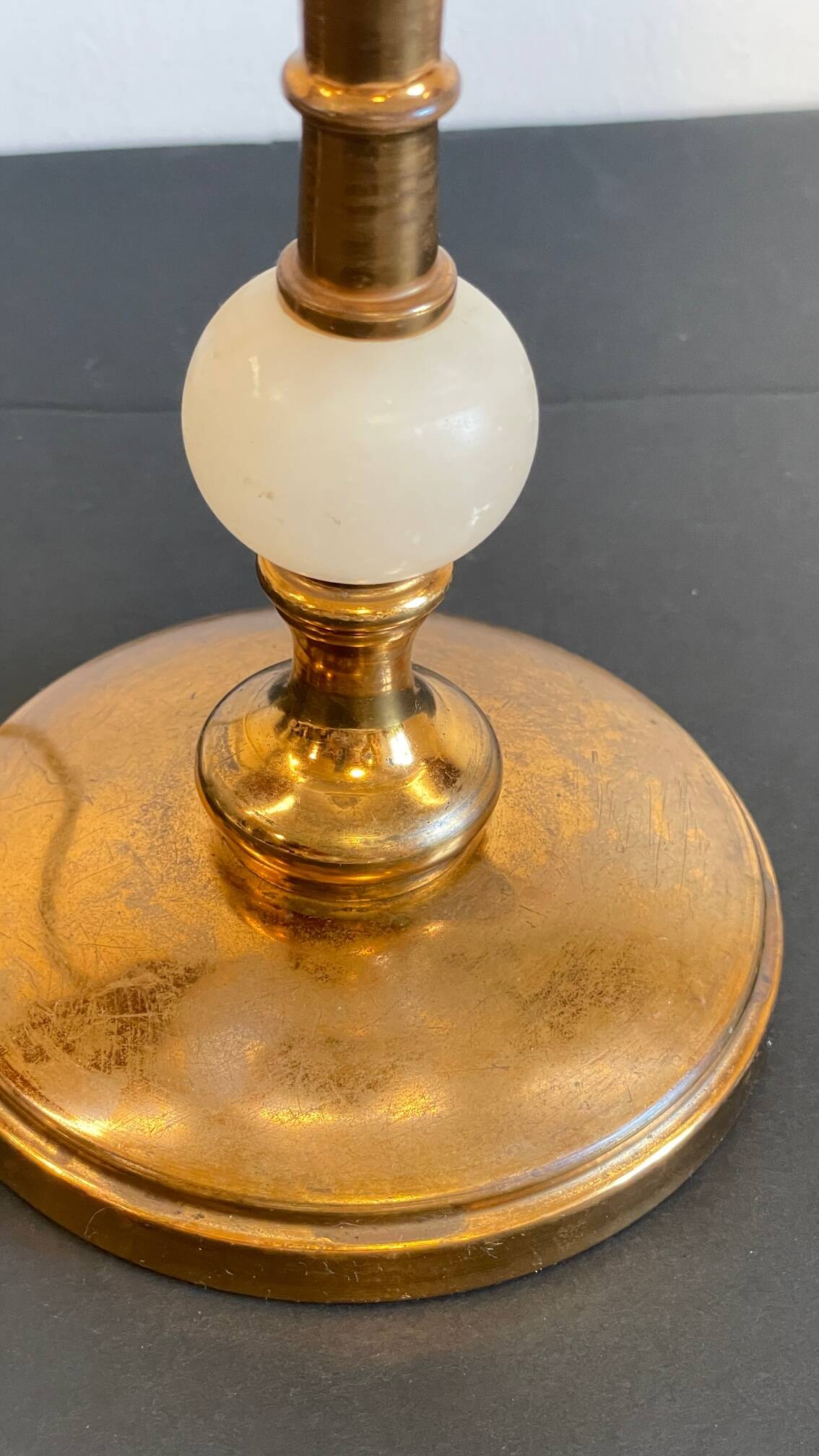 Vintage marble and velvet metal lamp