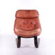 Fauteuil brésilien vintage avec coussin d’assise en cuir de couleur Cognac, années 70