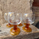 Luminarc footed glasses from the 1970s in orange.