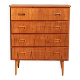 Teak Chest of Drawers with Recessed Oak Handles, Scandinavia, 1950s/1960s