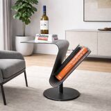 Modern metal minimalist side table with magazine rack / Dutch design
