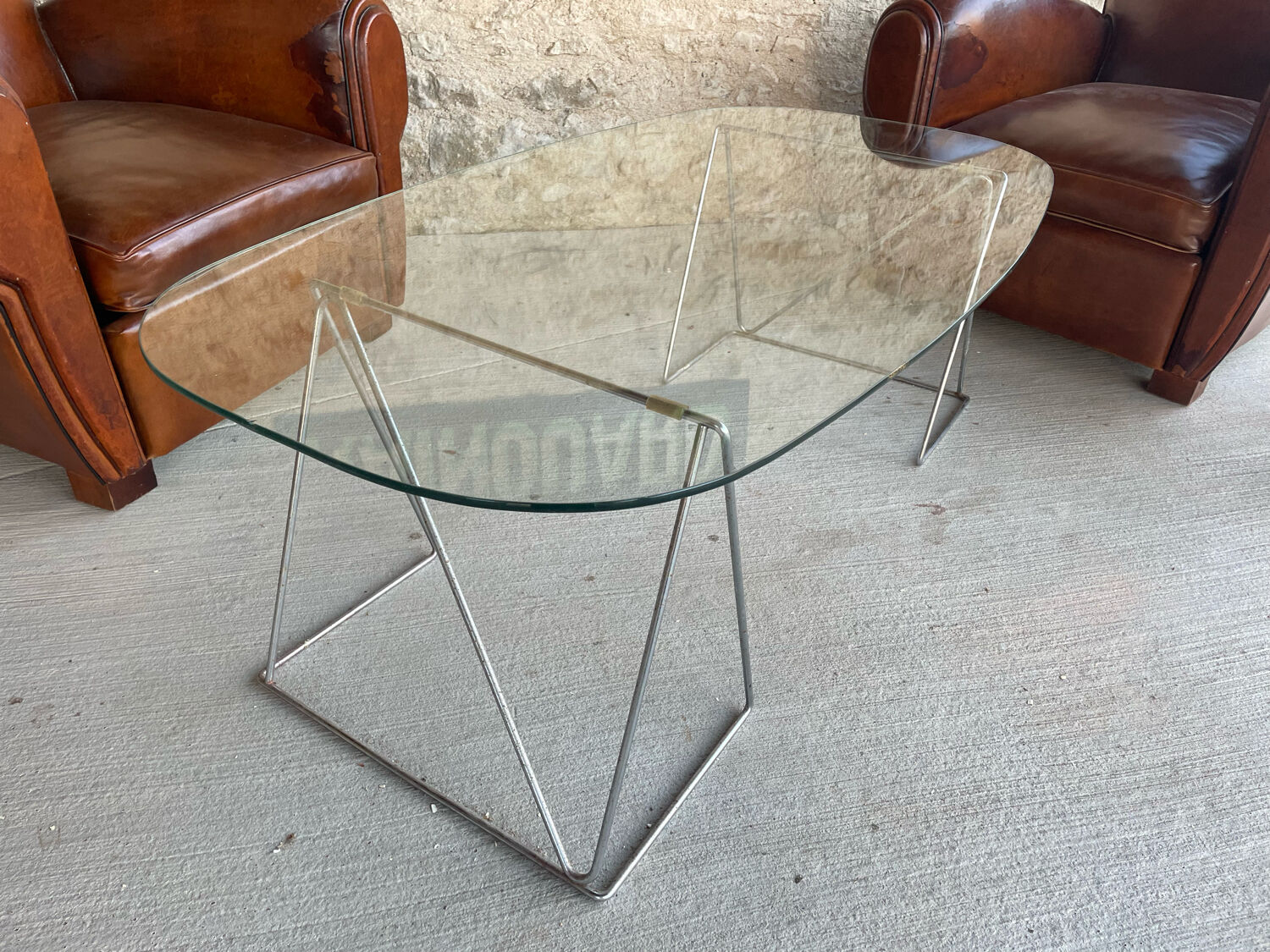 Table basse verre et acier