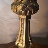 antique bronze floor lamp from the 19th century in superb condition with a beautiful iris glass shade