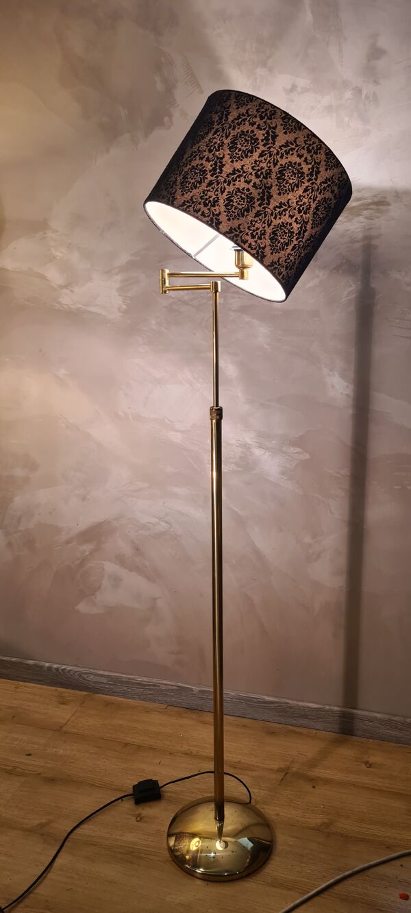 Lampadaire chrome or liseuse deluxe sur pied vintage 1980  reglable   hauteur   et inclinable