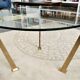 Brass round coffee table with 70s glass tray