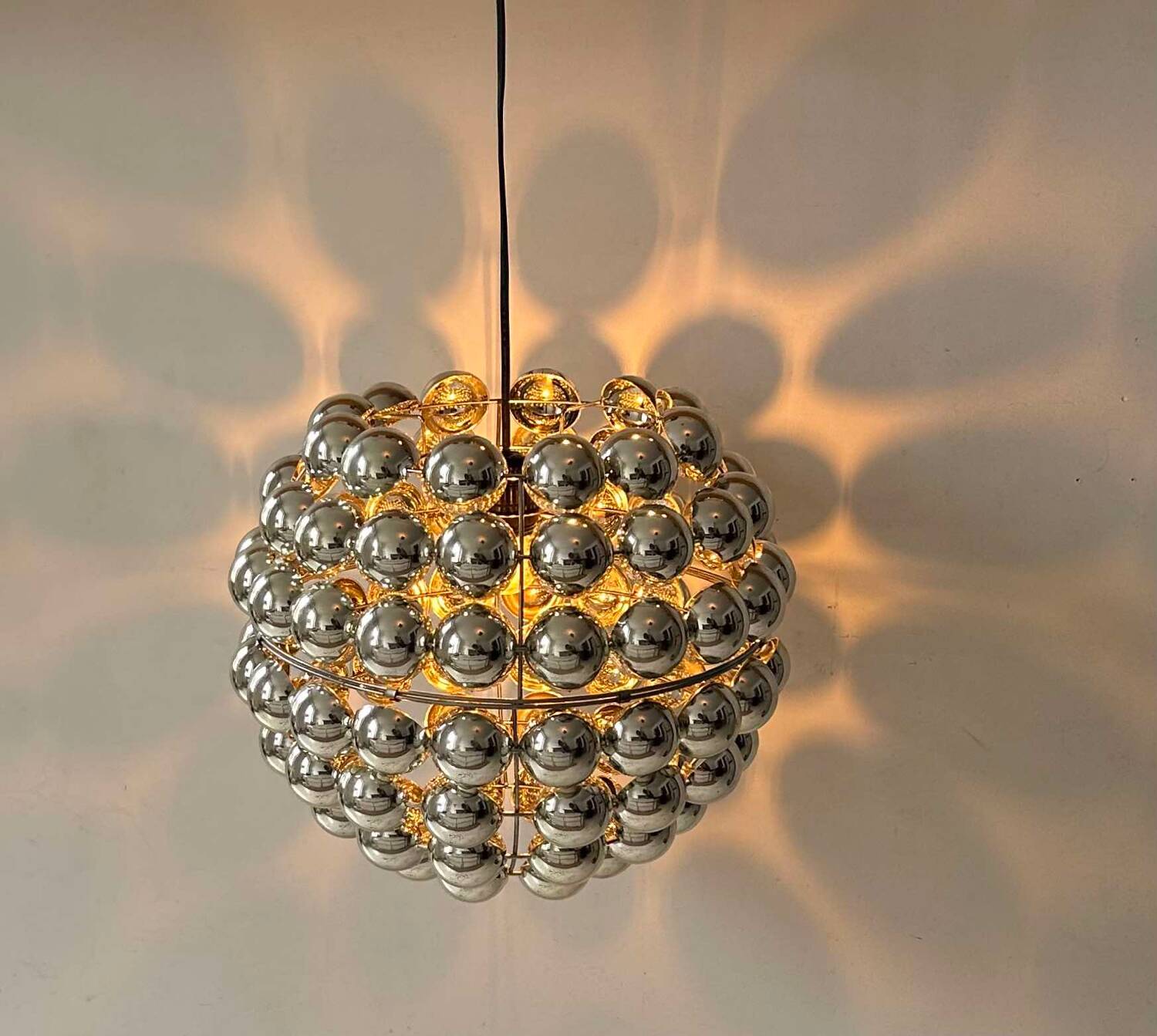 Vintage suspension, chrome half sphere, France 1970