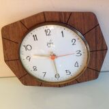 Brown formica clock by Japy 60s-70s