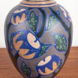 Magnificent Art Nouveau vase with multicolored floral motifs Revernay 1910.