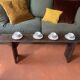 19th century bench in patinated oak, old farm bench