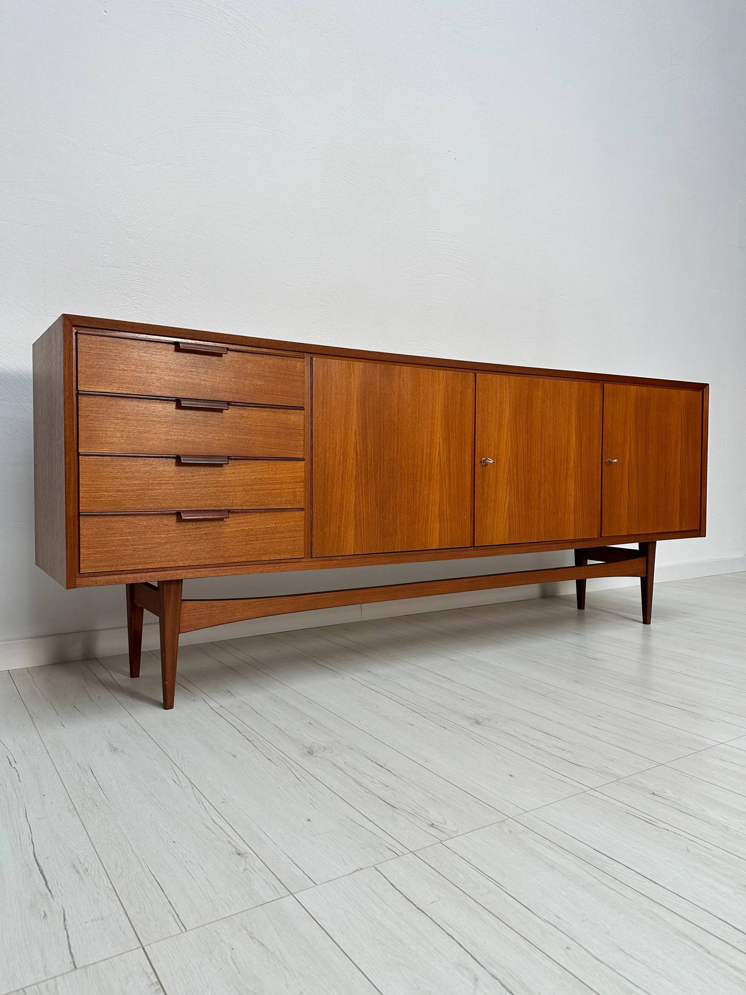 1960s Vintage Large Minimalistic Mid-Century Teak Sideboard
