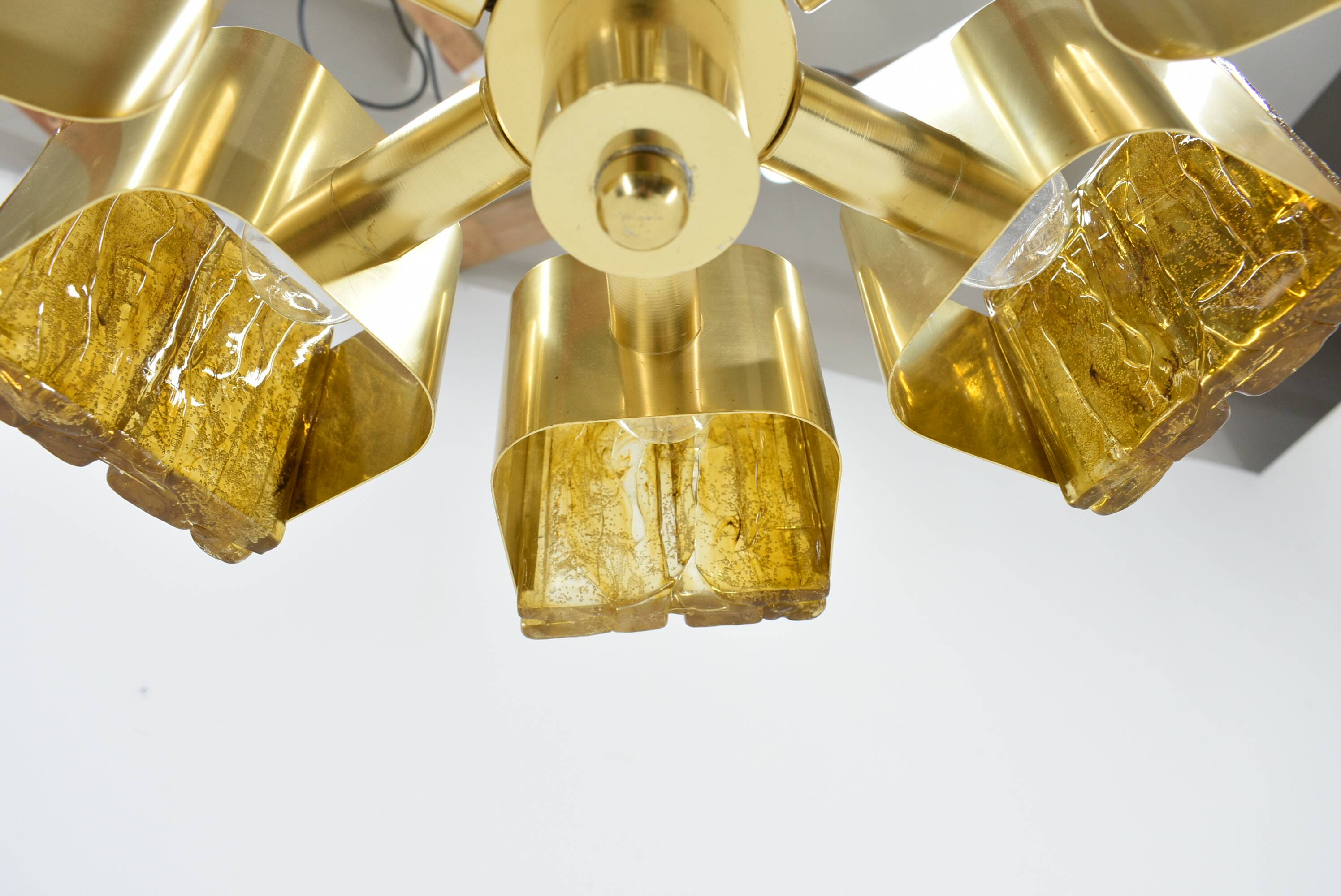 Mid-century design brass and resin pendant, 1960s / Hungary