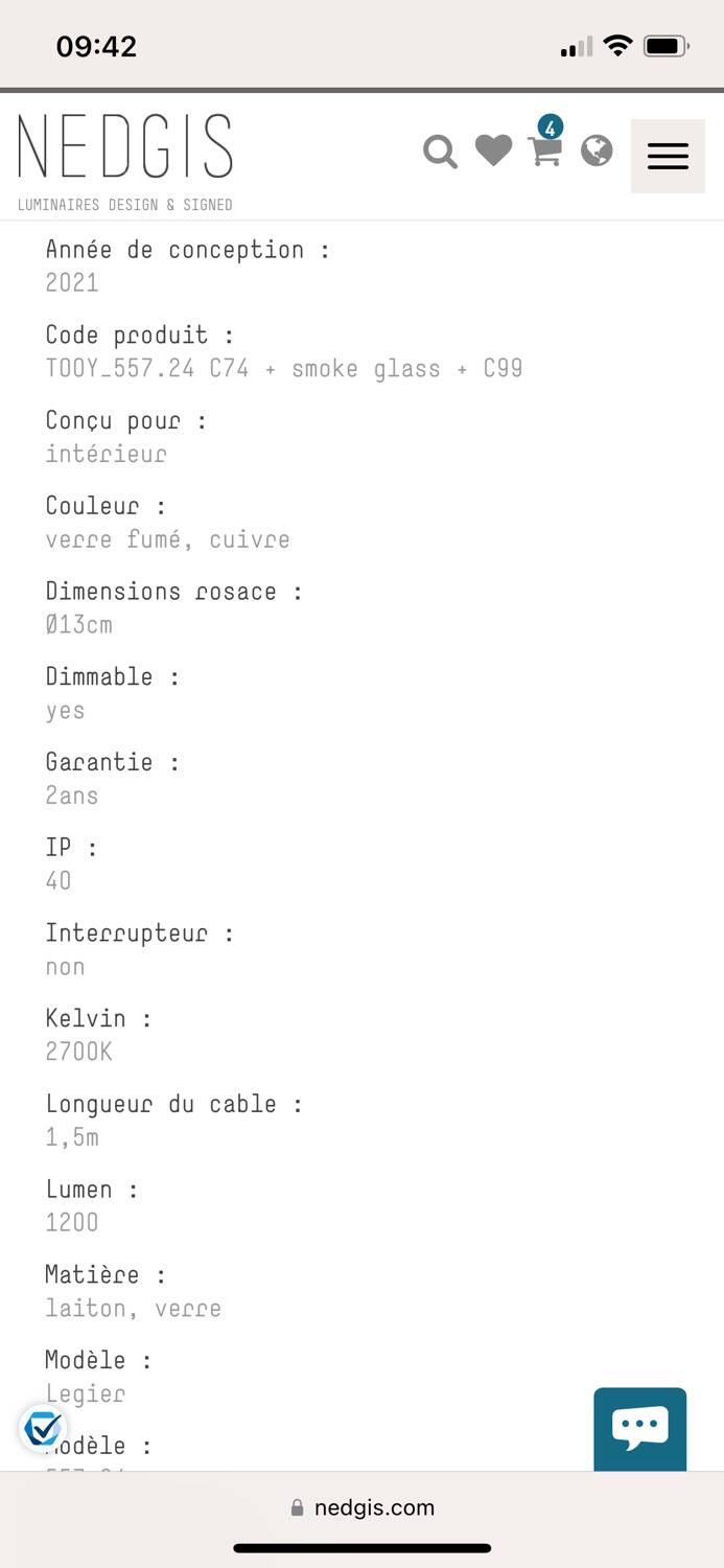 Two Legier suspensions, smoked glass