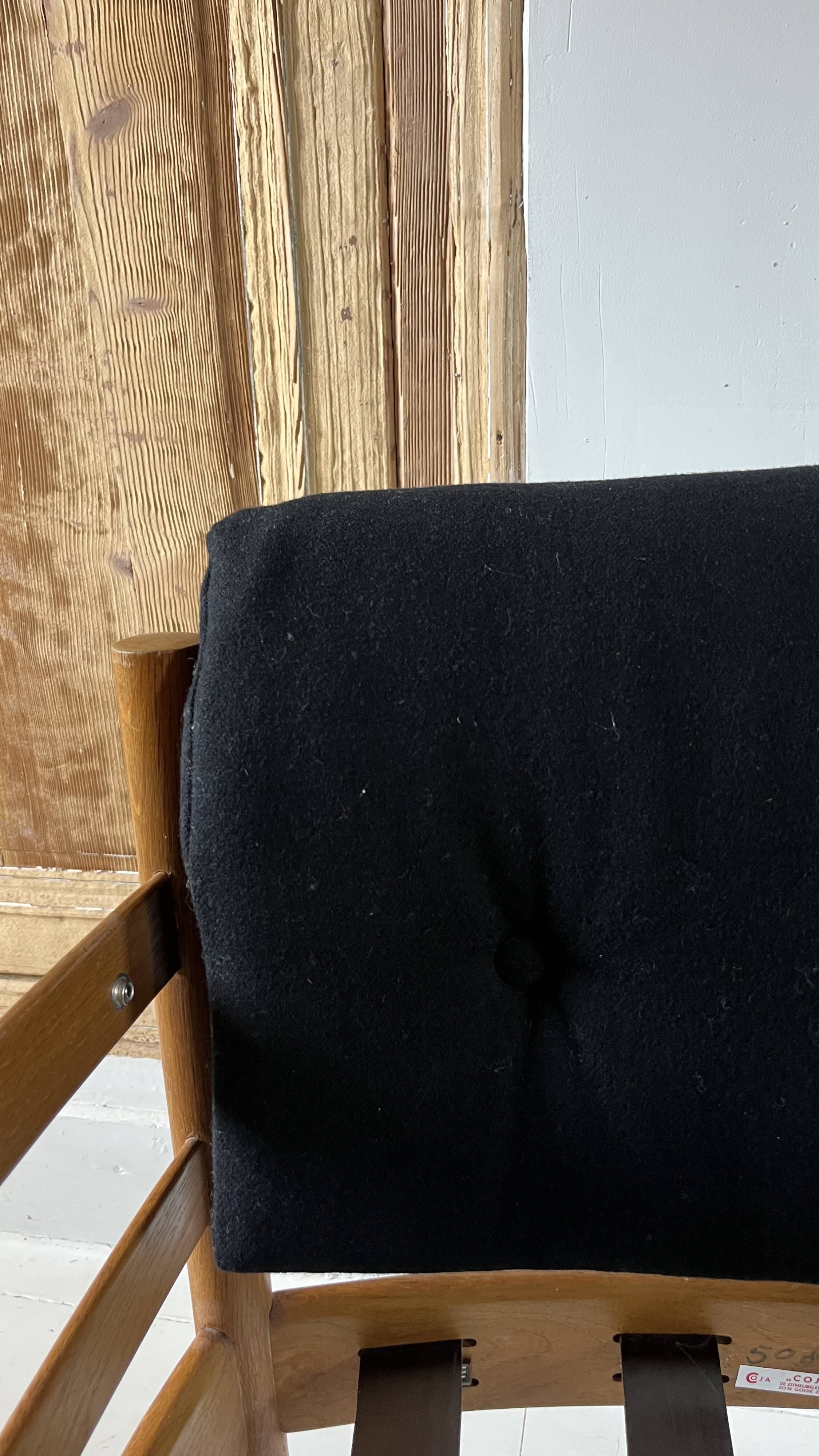 Scandinavian lounge chair COJA in wood and leather, 1960s