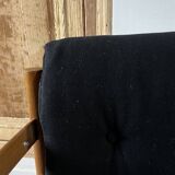 Scandinavian lounge chair COJA in wood and leather, 1960s