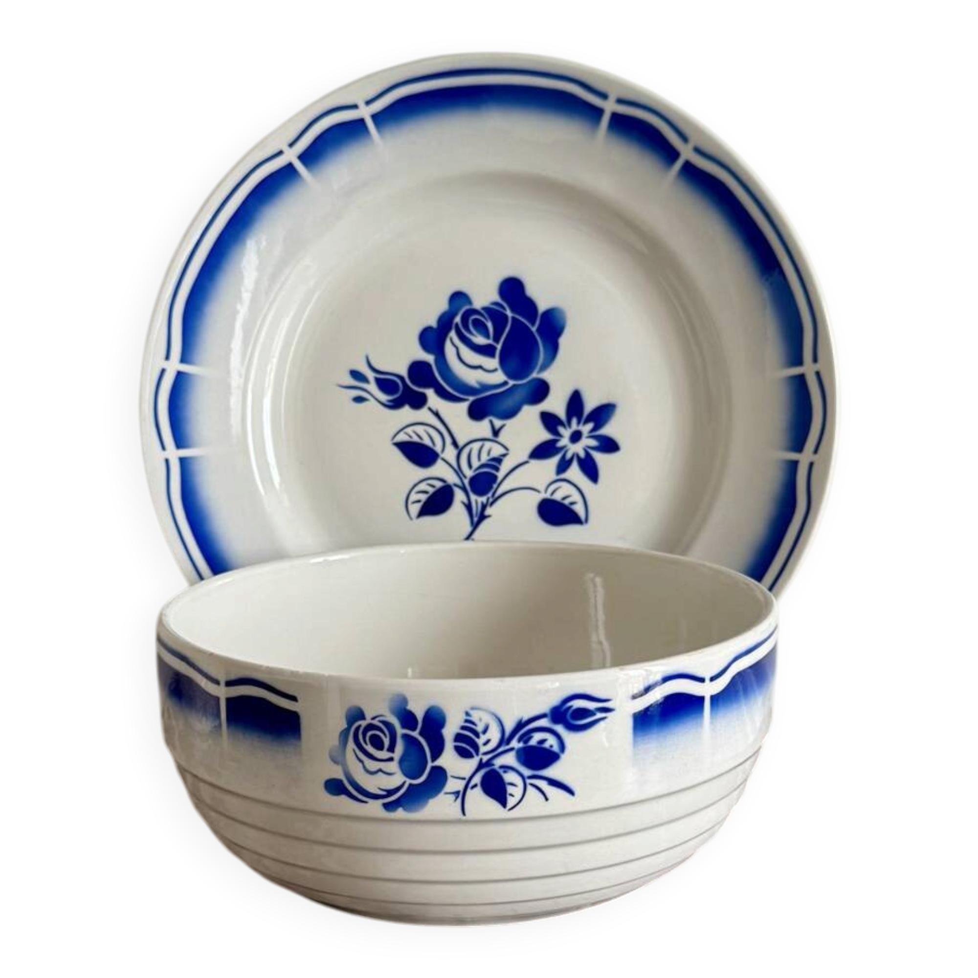 Salad bowl & dish in Badonviller earthenware