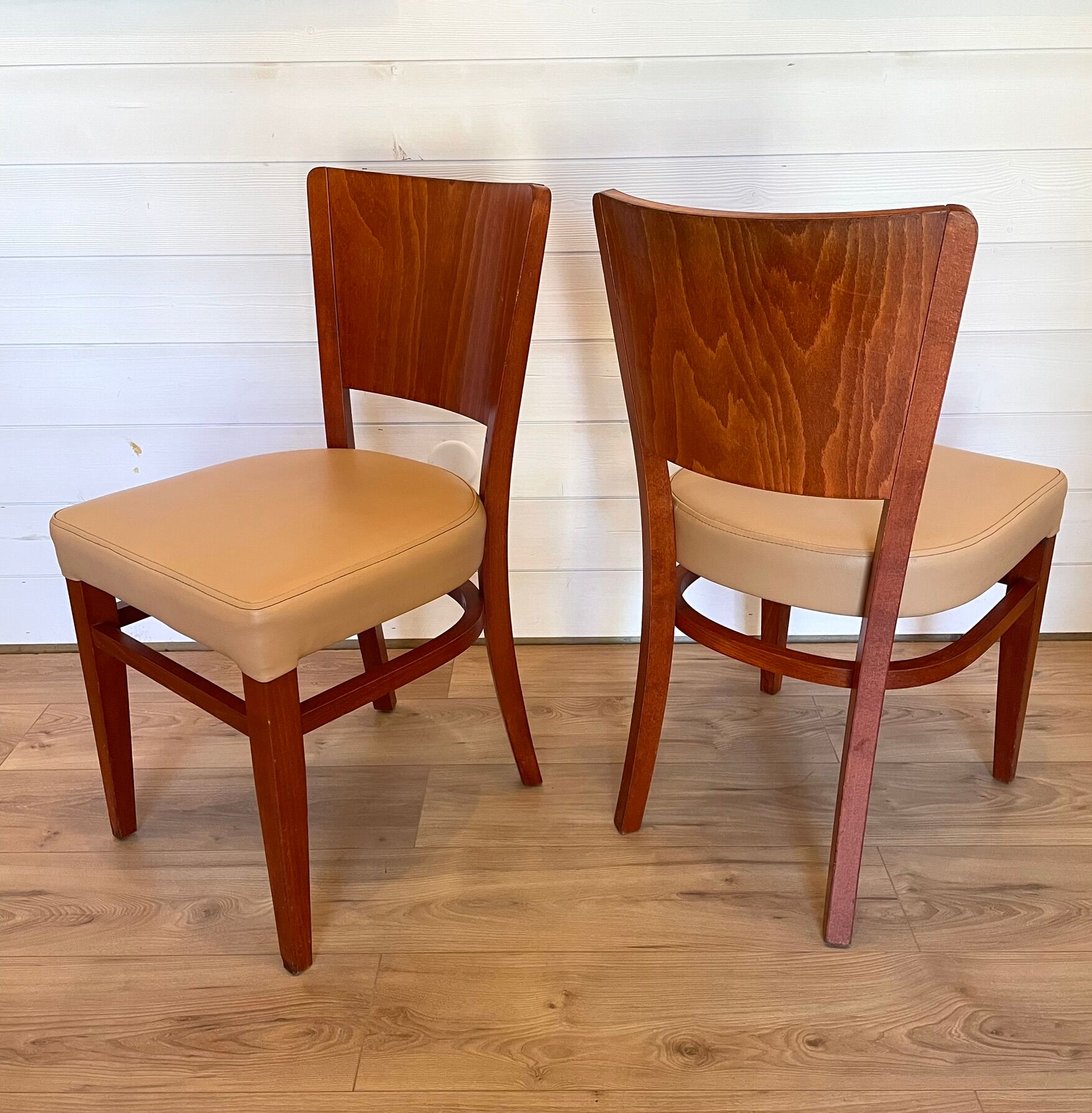 Set of 6 authentic Stella bistro chairs - Beech & Skai model