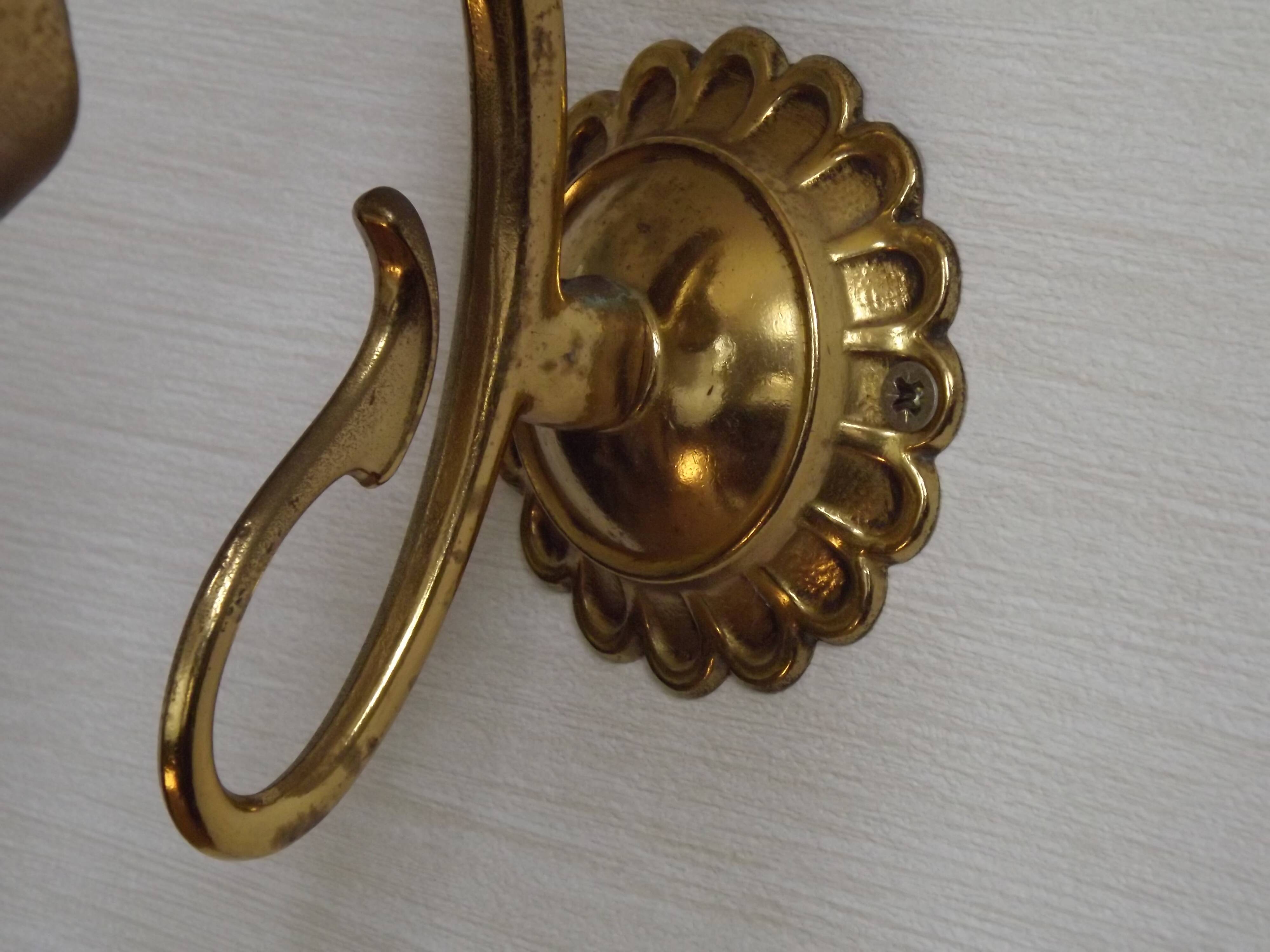 French Vintage Brass Single Wall Light Patterned Frilled Glass Shade