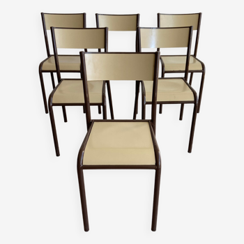Set of 6 industrial chairs 1980