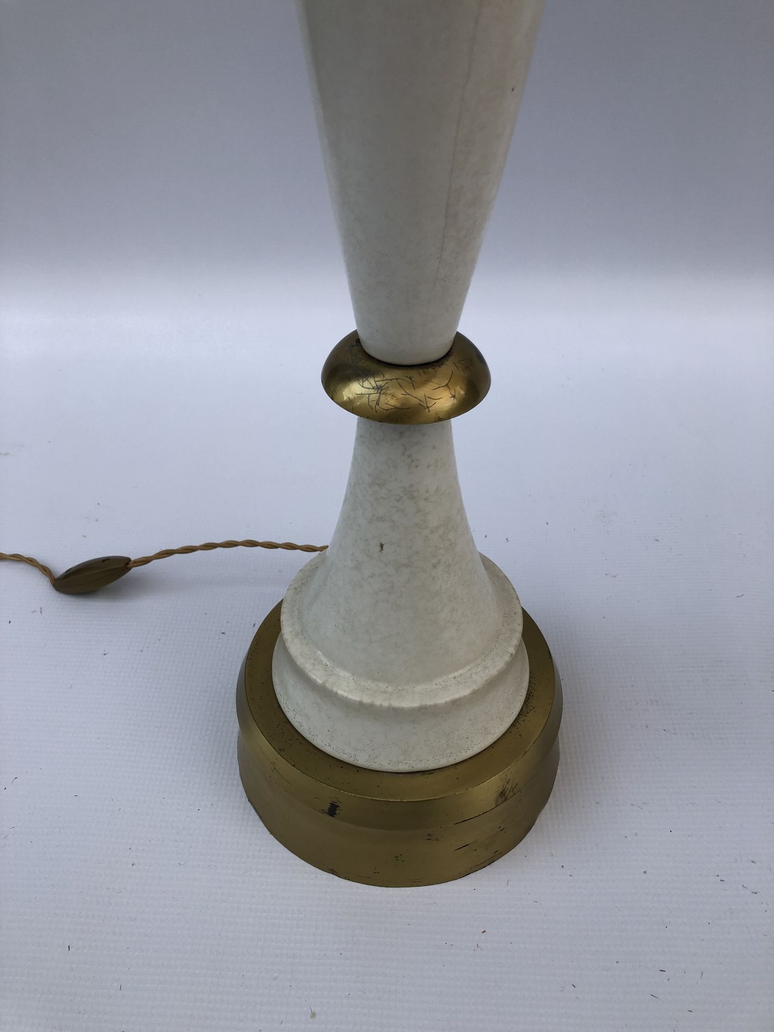 1960s laurel greek key ceramic brass table lamps hollywood regency neoclassical