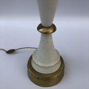 1960s laurel greek key ceramic brass table lamps hollywood regency neoclassical