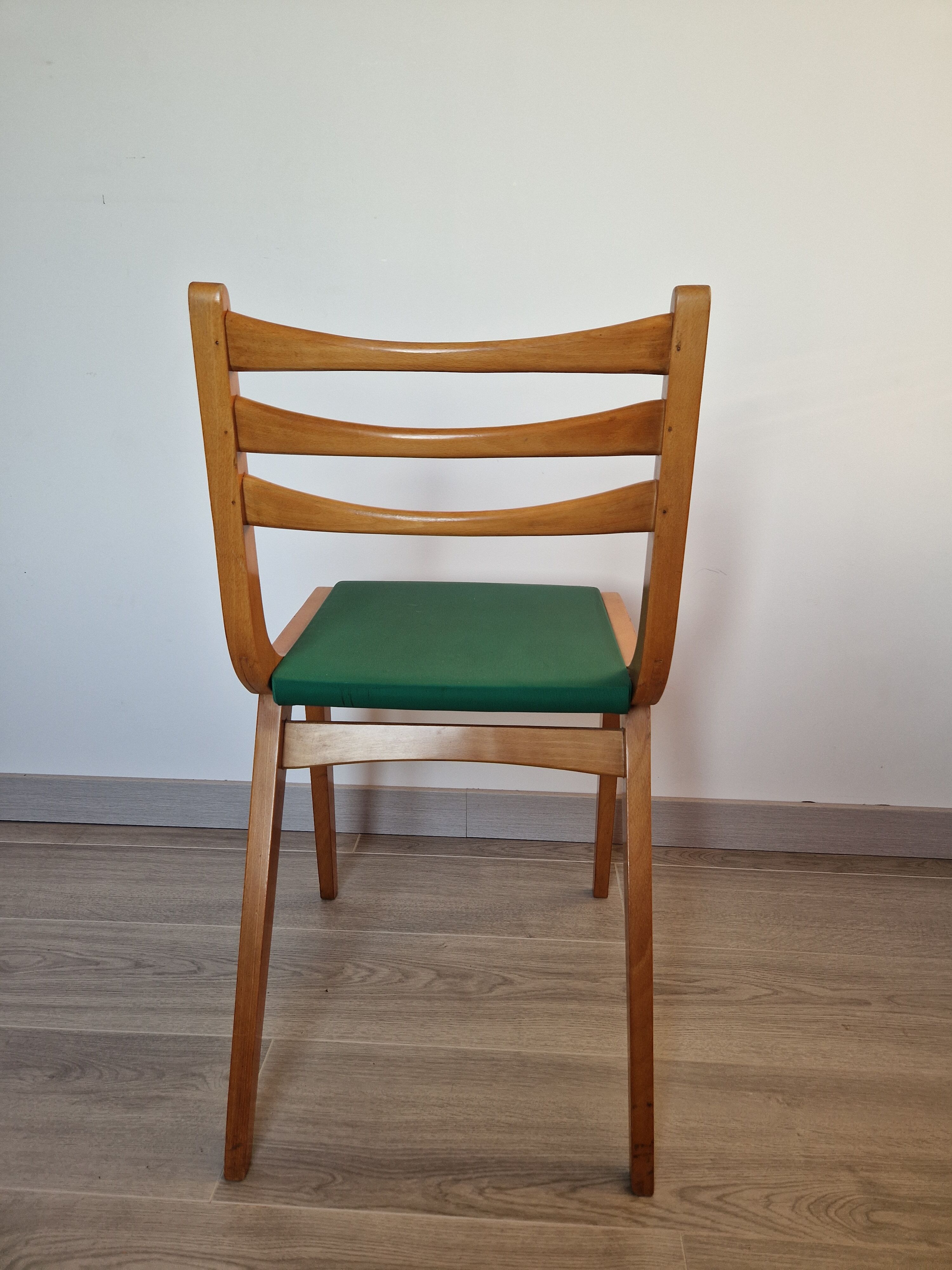 Scandinavian chair vintage beech and green vinyl