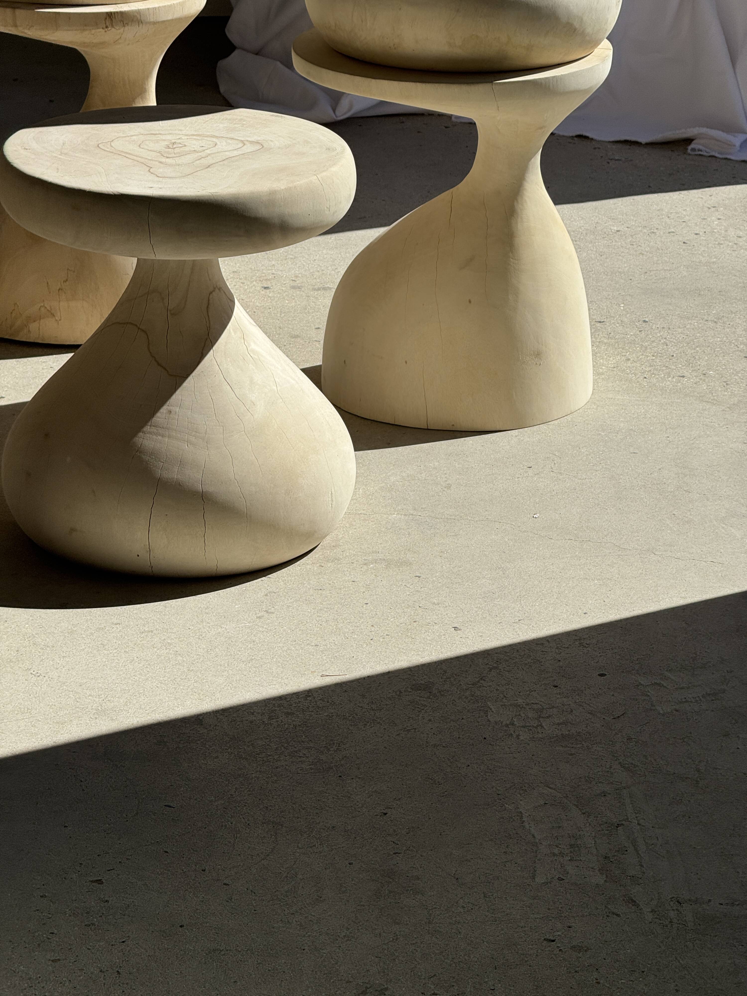 Pawn Bleach - Stool, side table, end table in solid mango wood