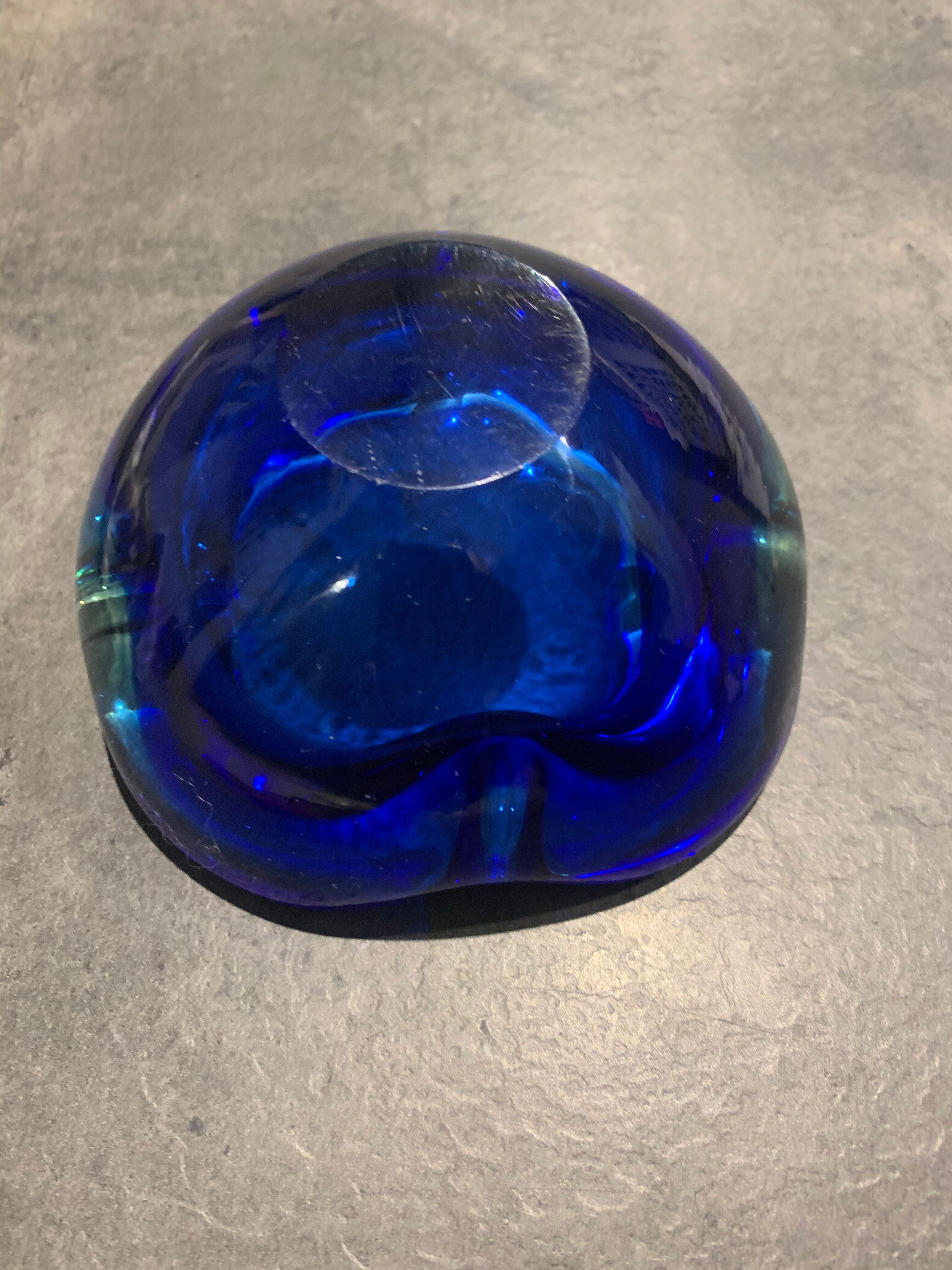 Blue Murano ashtray green Italy year 1970