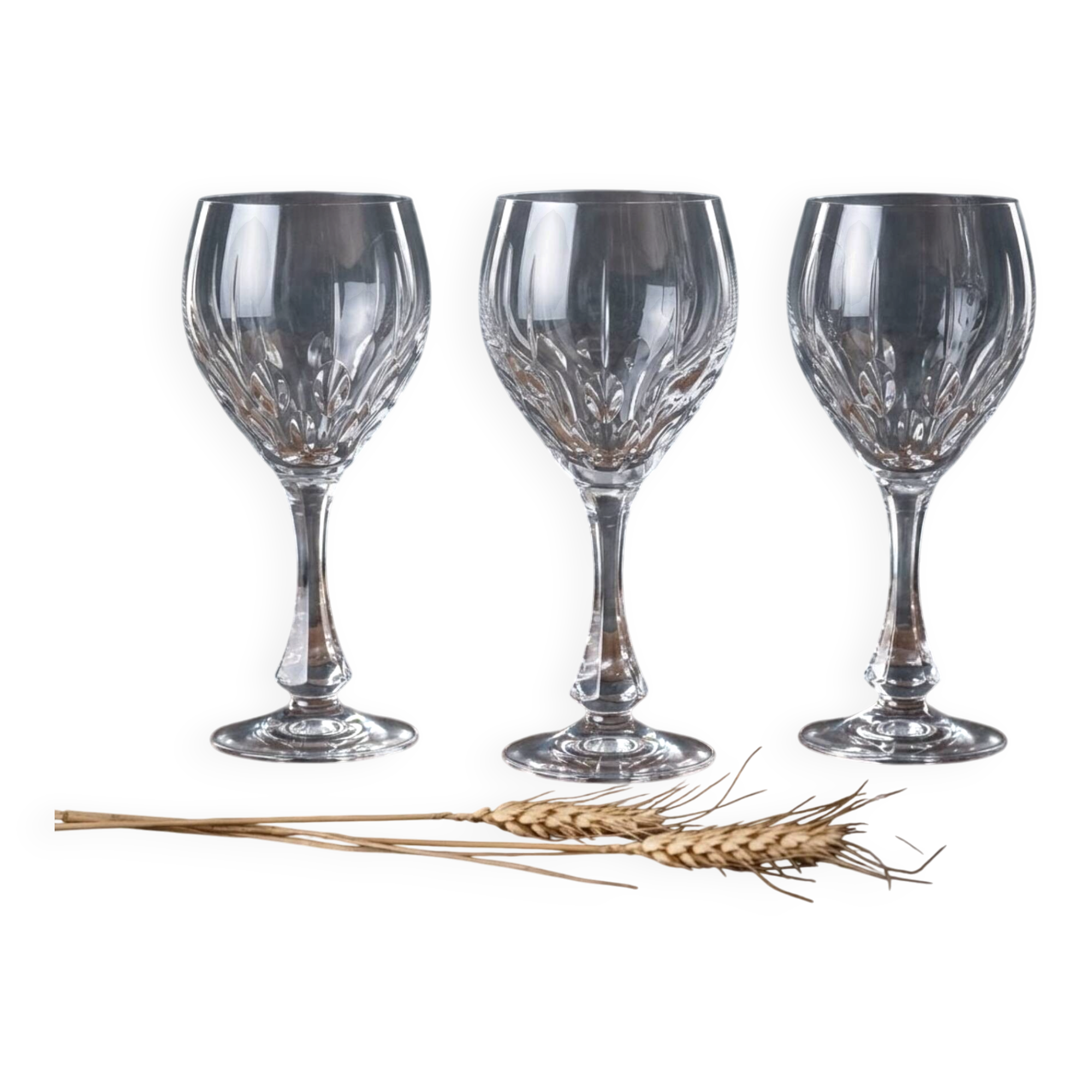 3 crystal stem glasses | Lorraine craftsmanship