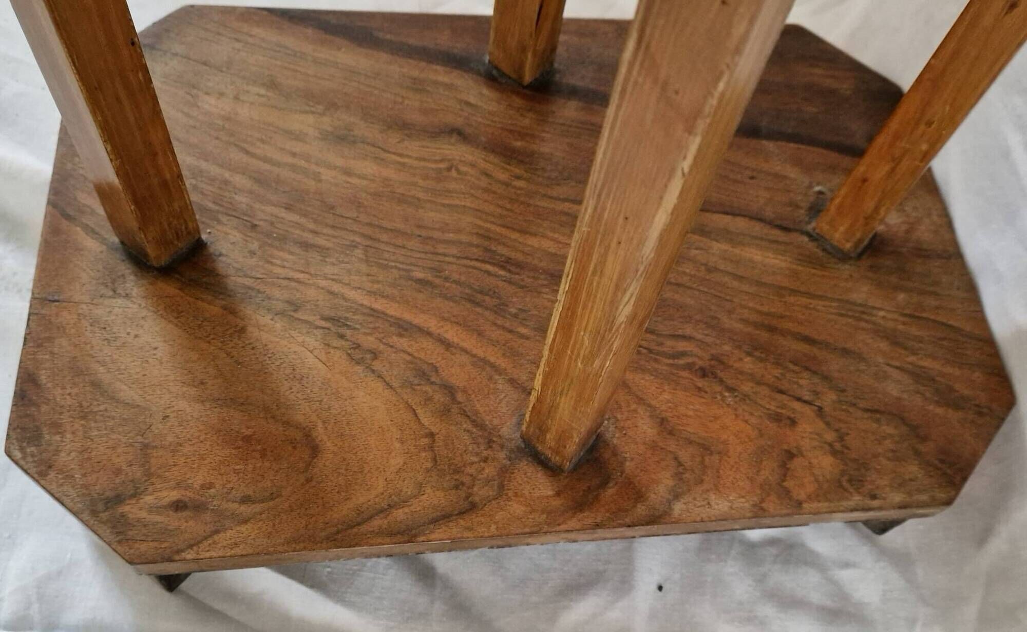 Vintage Art Deco wooden side table – 1930s/50s – unique piece